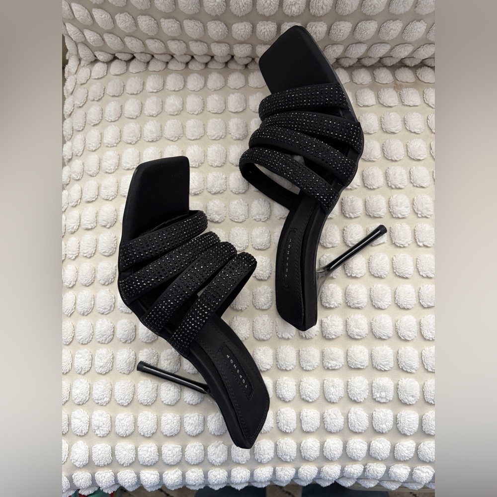 TOPSHOP | black embellished heeled mules size 7